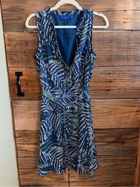 Apt. 9 Navy Printed V-Neck Sleeveless Mini Dress